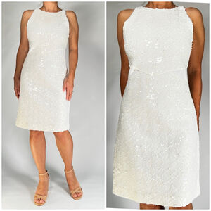 NWT Womens Derek Lam 10 Crosby White Sequin Sleeveless Cocktail Dress Size 8